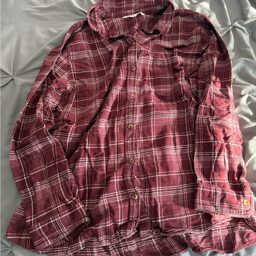 Sonoma Men's Maroon Checkered Button Down Shirt